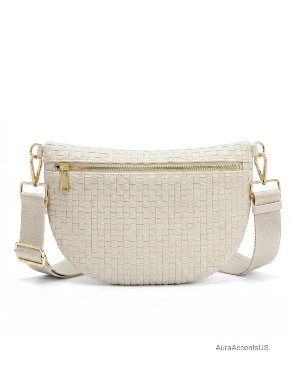 Woven Checkered Crossbody Bag Women Waist Pack Sling